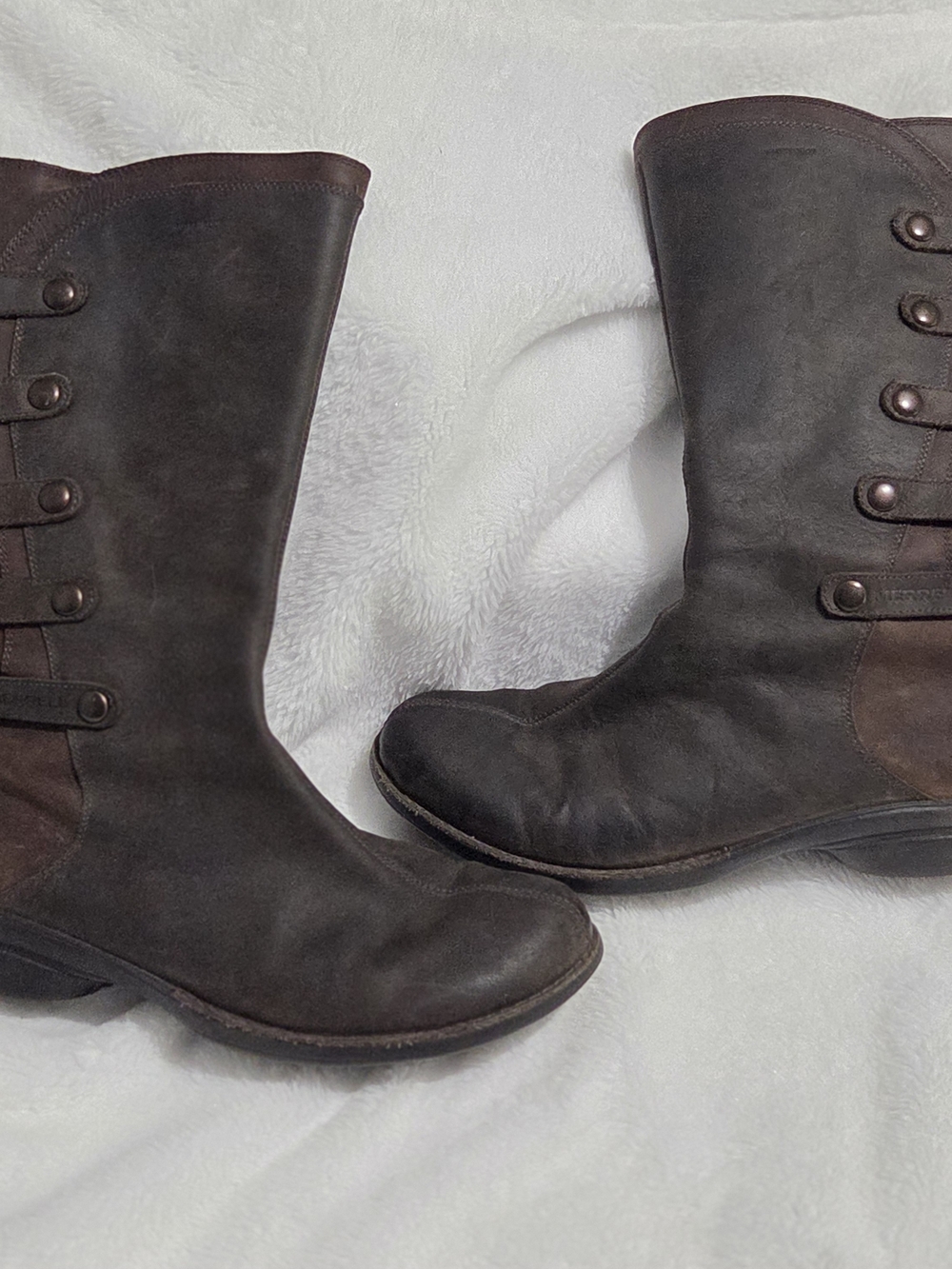 Merrell Dark Brown Mid-Calf  with Button Strap Accents